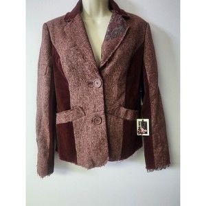 Buffalo David Bitton Corduroy Fringe Jacket Merlot SZ M Elizabeth NWT MSRP $155